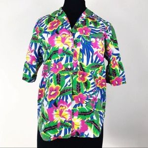 Vintage Bright Hawaiian Print Short Sleeve Shirt